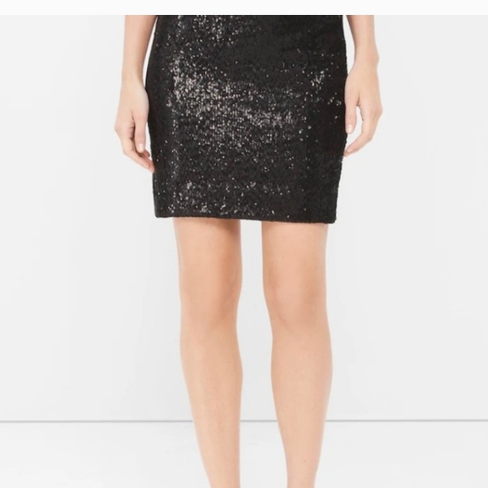 White House Black Market Black Sequin Pencil Skirt - Picture 2 of 8